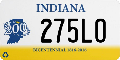 IN license plate 275LO