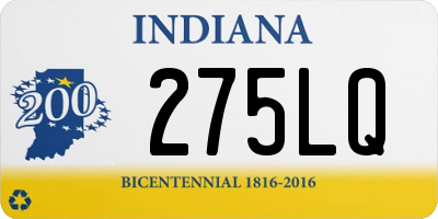 IN license plate 275LQ