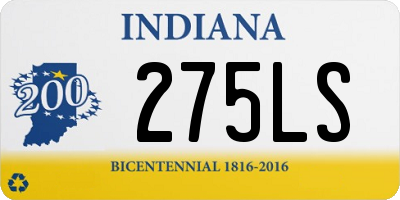 IN license plate 275LS