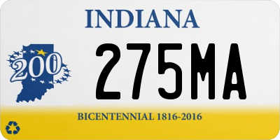 IN license plate 275MA