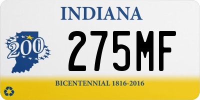 IN license plate 275MF