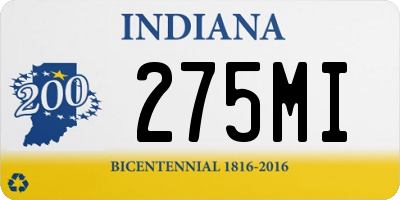 IN license plate 275MI