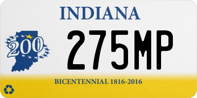 IN license plate 275MP