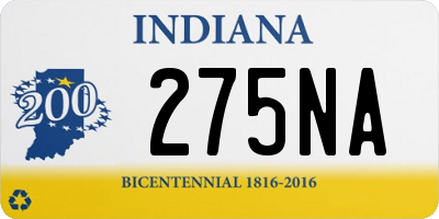 IN license plate 275NA