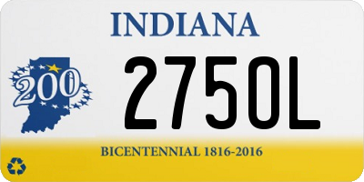 IN license plate 275OL