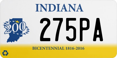 IN license plate 275PA