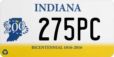 IN license plate 275PC