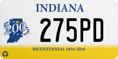 IN license plate 275PD