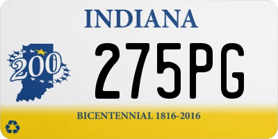 IN license plate 275PG