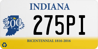 IN license plate 275PI