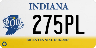 IN license plate 275PL