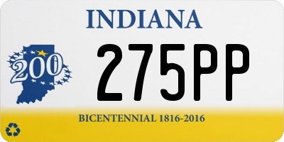 IN license plate 275PP