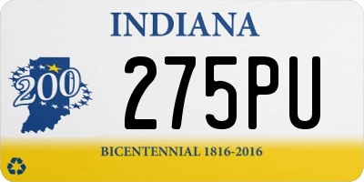 IN license plate 275PU