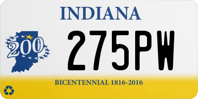 IN license plate 275PW