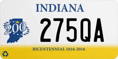 IN license plate 275QA