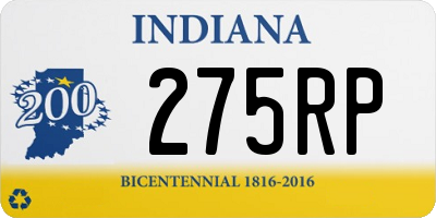 IN license plate 275RP