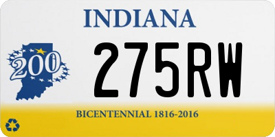 IN license plate 275RW