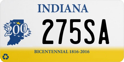 IN license plate 275SA