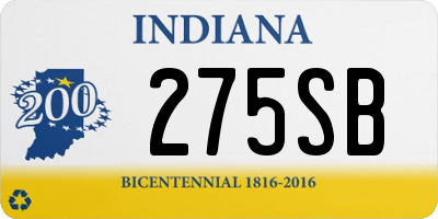 IN license plate 275SB