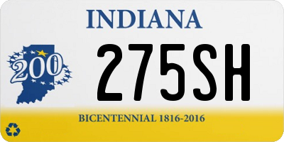 IN license plate 275SH