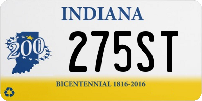 IN license plate 275ST