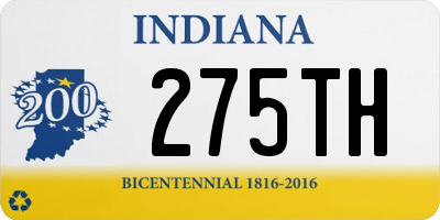 IN license plate 275TH