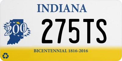 IN license plate 275TS