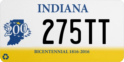 IN license plate 275TT
