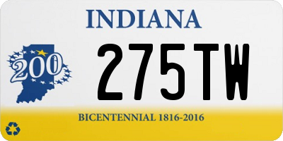 IN license plate 275TW