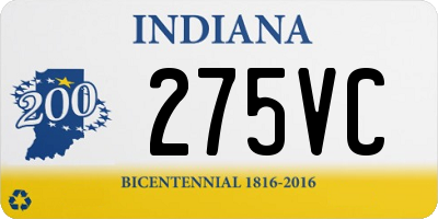 IN license plate 275VC