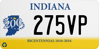 IN license plate 275VP