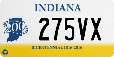 IN license plate 275VX