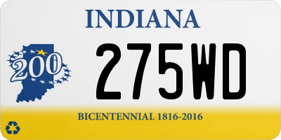 IN license plate 275WD