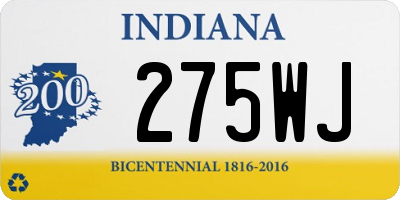 IN license plate 275WJ