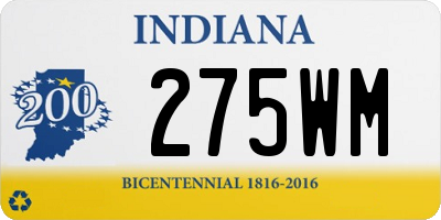 IN license plate 275WM