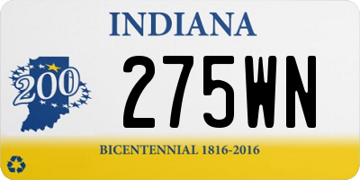 IN license plate 275WN