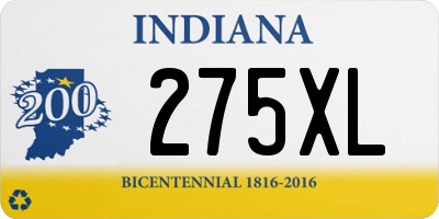 IN license plate 275XL