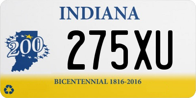 IN license plate 275XU