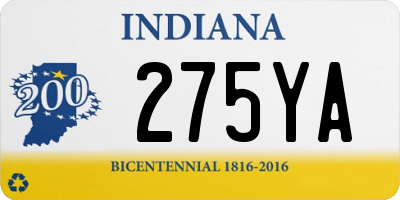 IN license plate 275YA