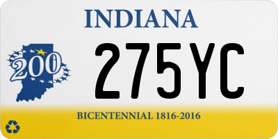 IN license plate 275YC