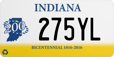 IN license plate 275YL