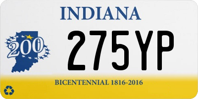 IN license plate 275YP