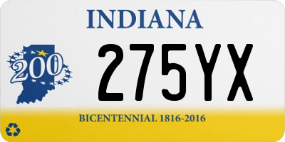 IN license plate 275YX