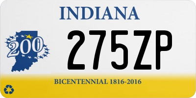 IN license plate 275ZP