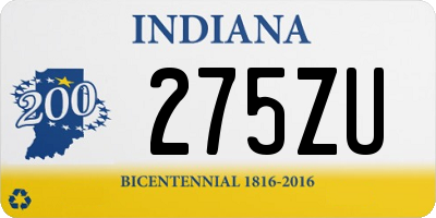 IN license plate 275ZU