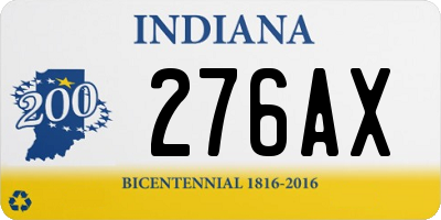 IN license plate 276AX