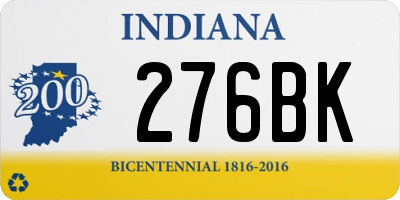 IN license plate 276BK