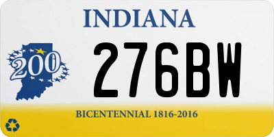IN license plate 276BW