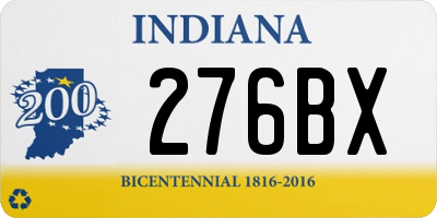 IN license plate 276BX