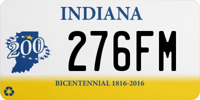 IN license plate 276FM